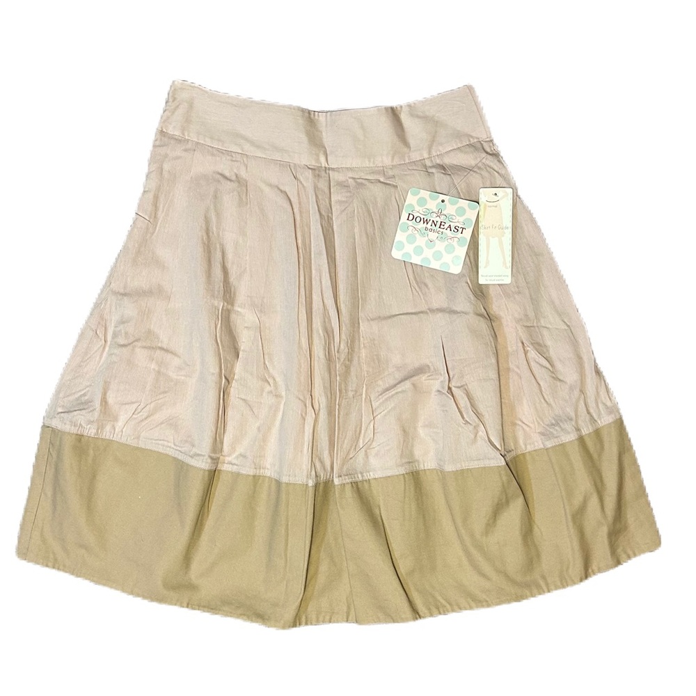 DownEast Basics Pleated A-Line Length Size Zip Lined Skirt Size Sm Pink and Tan